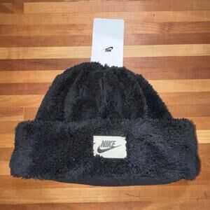 Nike Kids Cozy Peak fleece fuzzy Beanie,  black one size